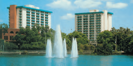 Kinneret Towers I and II stand prominently in Orlando’s downtown landscape, 2005.