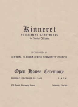 Kinneret Open House Ceremony Flyer, 1968